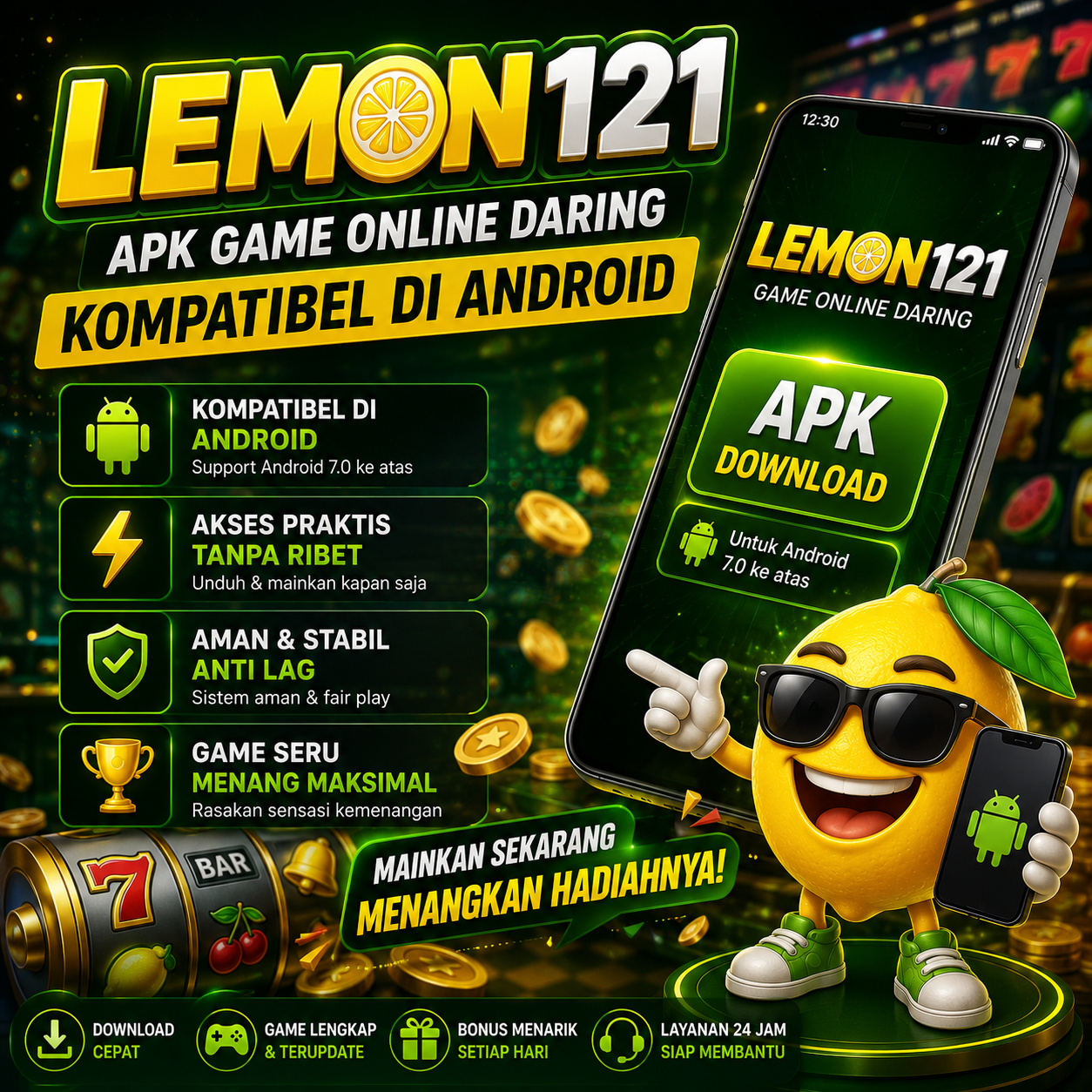 Cuplikan layar menu unduhan LEMON121 untuk perangkat Android